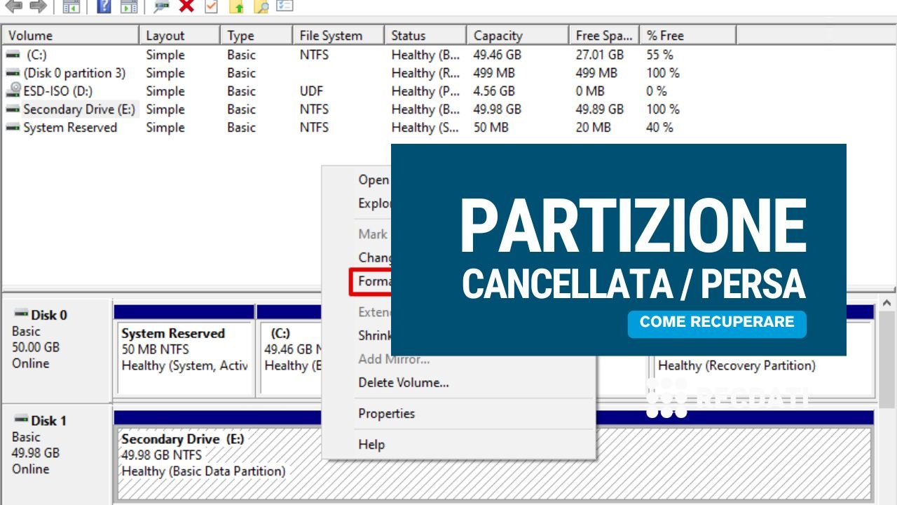 Recupero Partizioni RAW o Unallocated