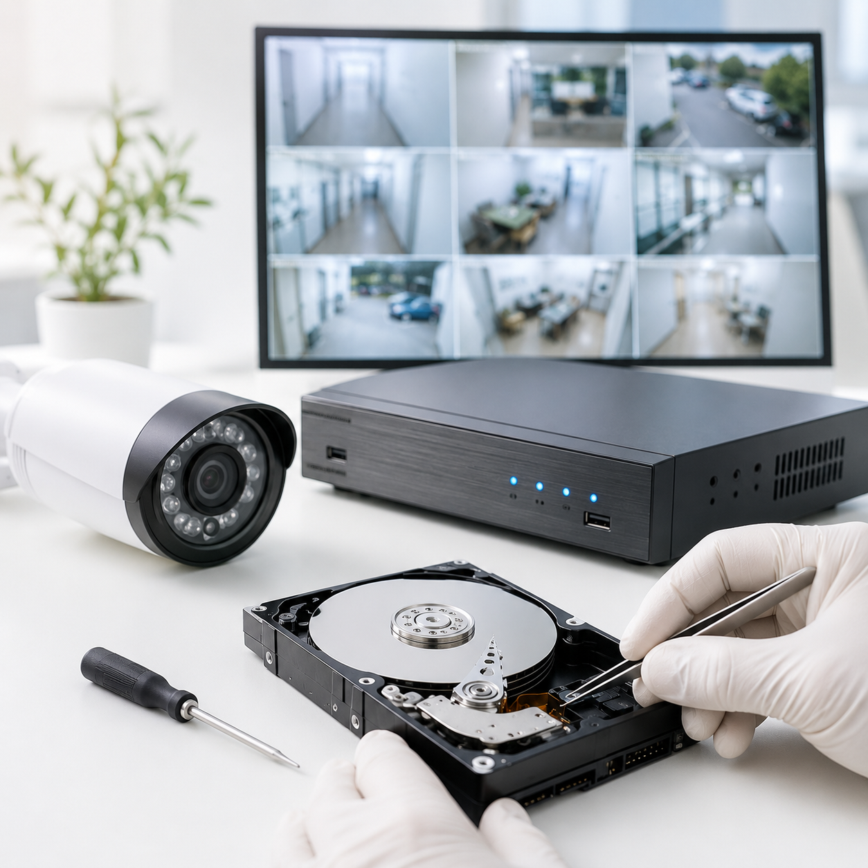 Tecnico specializzato nel recupero dati da NVR con hard disk e sistema di videosorveglianza IP